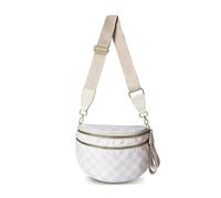 Genérico Elysir Crossbody Bag, Roomie Bum Bag, Adjustable Shoulder Strap, for Women, Double Pockets With Large Capacity (beige checkered)