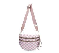 Genérico Elysir Crossbody Bag, Roomie Bum Bag, Adjustable Shoulder Strap, for Women, Double Pockets With Large Capacity (pink checkered)
