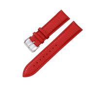Genérico Embossed Leather Watchbands 12/14/16/18/20/22mm Watch Band Strap Stainless Steel Buckle 10 Colors Leather Belt Bracelets(Red,18mm)