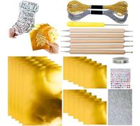 Genérico Embossing Foil Sheets,Metal Embossing Foil Art Kit,Gold/Silver Foils Sheets Emboss Tool Accessory,Thick Shiny Foils Paper Shimmer Engraving Art Craft Set for DIY Artwork Painting (Gold)