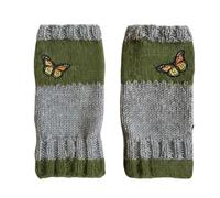 Genérico Embroidered Fingerless Gloves for Women, Soft Knitted Half-Finger Mittens with Cute Butterfly Design, Ideal for Teens, Adults, Travel, Commuting