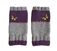 Genérico Embroidered Fingerless Gloves for Women, Soft Knitted Half-Finger Mittens with Cute Butterfly Design, Ideal for Teens, Adults, Travel, Commuting
