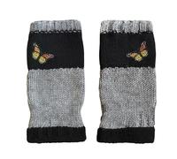 Genérico Embroidered Fingerless Gloves for Women, Soft Knitted Half-Finger Mittens with Cute Butterfly Design, Ideal for Teens, Adults, Travel, Commuting