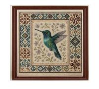 Genérico Embroidery Kit For Beginners - Hummingbird Needlework Kit With Floral Pattern, Bird Themed Stitching Set Providing Creative Hand Craft Learning | Complete Craft Pack Enhancing Skill Building