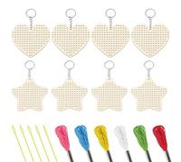 Genérico Embroidery Kit, Kids Wood Embroidery, Star Heart Shape Sewing Craft, Thread Needle Art Supplies, Travel Friendly Project for Road Trip and Commuting Activities 3.54x3.35 Inches