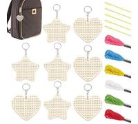 Genérico Embroidery Kit, Kids Wood Kit, Star and Heart Shape Boards, Colorful Threads Needles Set, Sewing Craft Art Supplies for Home, Travel, Road Trip, Activities, 3.54x3.35 Inches