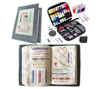Genérico Embroidery Stitch Book Kit for Beginners, 106 Stitch Patterns Practice Book with 86PCS Tools, Portable Hand Embroidery Sampler Book for Adults, Kids & DIY Craft Lovers