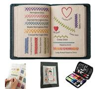 Genérico Embroidery Stitch Book Kit,Portable All Scenario Embroidery Stitch Book,Hand Embroiderys Patterns Kit with a Complete Toolkit and Instructional Tutorial for Beginner and Sew Enthusiast (B)