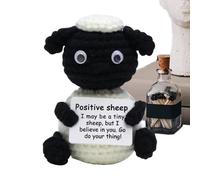 Genérico Emotional Crochet Animals, Stuffed Sheep Figurine, Handcrafted Yarn Decor, Plush Toy Comfort, Table Centerpiece for Bedroom, Office Desk, Living Room, Bookshelf, 2.36x2.36x3.74 Inches
