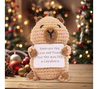 Genérico Emotional Support Capybara Plush, Positive Capybara Crochet Animals, Cute Capybara with Positive Affirmation Cards, Emotional Motivational Crochet Doll Cheer up Good Luck G-ifts