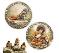 Genérico Emotional Support Coin Monkey, Punch Monkey Challenge Pocket Coin with “One Day At A Time You Are Not Alone”, Double-Sided Emotional Support, Inspirational Punch Pocket (B-5pcs)
