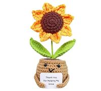 Genérico Emotional Support Sunflower, Creative Knitted Doll Toy, Small Crochet Plush Decoration, Uplifting Cute Design, Artificial Mini Sunflower Gift, Yellow Ornament for Desk Home Car
