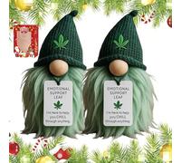 Genérico Emotional Support Weed GNOME,Your Little Cannabis Companion, Funny Cannabis Leaf Beanie Mini GNOME Figurinewith Inspirational Tags, Cozy Decorative Plushie Gift for Home or Office (2pcs)