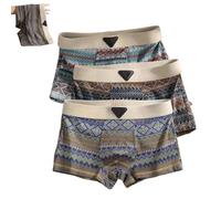 Genérico Empiricala Retro Pattern Men's Cotton Boxer Briefs Breathable Mesh Cotton Boxer Briefs for Men Pack Seamless 3PCS (3PCS-C,4XL)