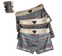 Genérico Empiricala Retro Pattern Men's Cotton Boxer Briefs Breathable Mesh Cotton Boxer Briefs for Men Pack Seamless 3PCS (3PCS-D,XL)