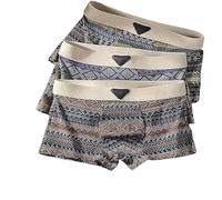 Genérico Empiricala Vintage Pattern Design Men's Premium Cotton Boxer Briefs, Mesh Panel Underwear Men Pack Smooth