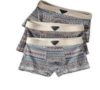 Genérico Empiricala Vintage Pattern Design Men's Premium Cotton Boxer Briefs, Mesh Panel Underwear Men Pack Smooth