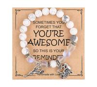 Genérico en abalorios naturales anillos cheer pulsera con aliento tarjeta animadora encanto Beaded pulseras Cheer Cheerleading Jewelry for Cheer animadora para rodonita anillos, talla única, Cobre, No