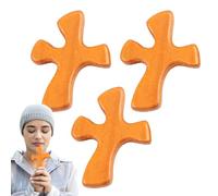 Genérico En Bois Artisanale - Bois Naturel 10.5x8x1.5cm | Ensemble 3 Cŕoix Poche Biseautées Fait Main | Cadeau Réconfort Prière Spirituelle Portable Pour Église Méditation Et Usage Quotidien