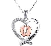 Genérico en forma de corazón bebé huella pie colgante yo te amo mamá collar joyas mujeres colibrí collares para mujer La moda es tratada