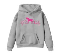 Genérico En Guardaespaldas de Manga Larga con Estampado de Caballos para niños Sudadera De Mujer (Grey, 13-14 Years)