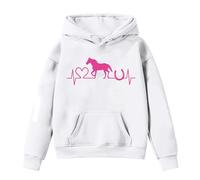 Genérico En Guardaespaldas de Manga Larga con Estampado de Caballos para niños Sudadera De Mujer (White, 10-11 Years)