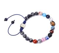 Genérico en Y Natural Joyas The Eight Planets Star Handmade Natural Stone Beads Pulsera Bangle For Women Men Acero Rodonita 2 Ancho Plata Joyería, talla única, Gel de silicona, No es una piedra