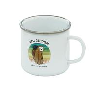 Genérico Enamel camping mug de senderismo with funny animal sloth Print Hiking Mug 300ml Gift for Hikers Campers climbers Metal Tumbler Outdoor Drinkware Trekking tour (sloth english)