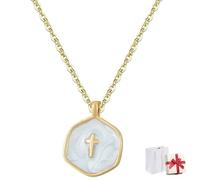 Genérico Enamel Simple Cross Charm Choker, Round Cross Waterproof Sweat-Proof Anti-Oxidation Pendant, Religious Jewelry Cute Trendy Small Necklace Gifts for Women