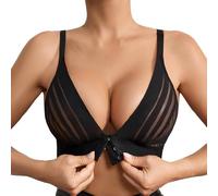 Genérico Encaje Mix Transparente Fino Mujer Deporte Sujetador Ajuste Talla Grande Sin Aros Cierre Delantero Sujetador, Cómodo Soporte para Actividad y Moda