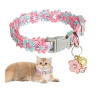 Genérico Encantador Collar de Gatito - Suave Correa Ajustable con Bordado Floral Y Cascabel | Collar De Seguridad para Gato - para Exterior Viaje Hogar Patio Camping Interior Verano Jardín