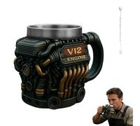 Genérico Engine-Themed Coffee Mug V6-V12,Ultimate V8 Engine Gift Mug & Dream Cup For Car Enthusiasts Engines Stainless Steel Coffee Mugs with Handle,for Coffes, Tea (V12 Black 200ml)