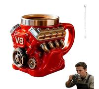 Genérico Engine-Themed Coffee Mug V6-V12,Ultimate V8 Engine Gift Mug & Dream Cup For Car Enthusiasts Engines Stainless Steel Coffee Mugs with Handle,for Coffes, Tea (V8 Red 200ml)