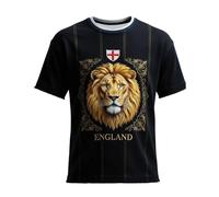 Genérico England Short Sleeve Printed T Shirts Casual Summer Top (Black, XXXL)