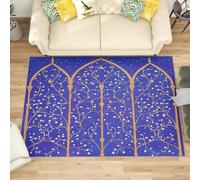 Genérico Enredaderas áRabes Doradas Alfombra Habitación Infantil 140x200 cm - PúRpura Suave Antideslizante y Lavable Alfombra de Franela para Salón, Sala de Juegos, Entrada Decoración del Hogar