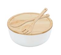 Genérico Ensaladera Con Tapa - Bol Mezcla, Fuentes Postre Y Servir Con Tapaderas | Utensilios Madera Para Mezclar Pastas Cereales Verdura Fruta Aperitivo Cena Cocina Hogar Camping Barbacoa