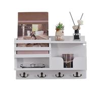 Genérico Entryway Organizer, Floating Wooden Shelves with Hooks, Wall-Mounted Key Holder, Farmhouse Decoration, Ideal para Home, Business, and Hotel Spaces, Maximizes Entryway Storage