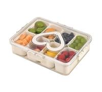 Genérico Envases Fruteros Para Frigorífico,Bandeja para Servir con 8 Compartimentos y Asa Plegable | Organizador Portátil Transparente para Cocina Alimentos Ensalada Verdura Viaje