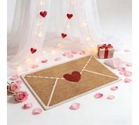 Genérico Envelope Heart Artificial Coir Door Mat, Heart Envelope Door Mat, Red Love Valentine Non-Slip Rug Outdoor, Romantic Porch Entryway Home Decor (B,31.50 in × 47.24 in)