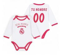 Genérico Equipo Blanco - Body Bebé Rosa Personalizable | Nombre o Texto Bordado | diseño deportivo | Algodón Suave | Regalo Único | Afición desde la cuna (9 meses)