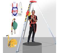 Genérico Equipo de Rescate con trípode de elevación, Kits anticaídas, trípode anticaída para Espacios confinados con cinturón de Seguridad, cabrestante de 1200/1800/2600 LB, trípode de Rescate de EME