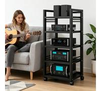 Genérico Equipo HiFi 5/7 Capas, Soporte para CD/DVD STO con Ruedas, Gabinetes Receptores Estéreo，Estante,estantes Y Soportes Estéreo, Equipo HiFi，para Salón Dormitorio(Negro,5tier)