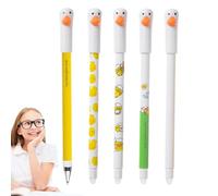 Genérico Erasable Gel Pens - 5x Duck Shape Writing Pens, Cartoon Animal Eraser Pen | Smooth No-Smear Gel For Drawing Journaling School Office Note-Taking | Fun Writing Accessories For Kids Adults