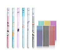 Genérico Erasable Pens, 0.5mm Ballpoint Set, 5.91inches, Cute Cat Pattern Design, Pack of 6, Smooth Writing Tools, Heat-Sensitive Ink, Ideal for Kids, Students, Office, School, Planners, Reporters
