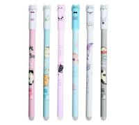 Genérico Erasable Pens, 0.5mm Ballpoint Set, 5.91inches, Cute Cat Pattern Design, Pack of 6, Smooth Writing Tools, Heat-Sensitive Ink, Ideal for Kids, Students, Office, School, Planners, Reporters