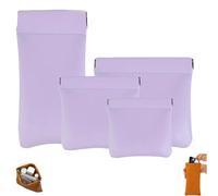 Genérico Erebloom Leather Pouch,Erebloom Pouchic-Personalized Snap Closure Leather Organizer Pouch,4PCS Pouchic Snap Closure Pouches,No Zipper Self-closing Pocket Cosmetic Bag (4PCS-Purple)