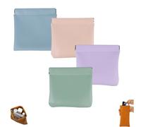 Genérico Erebloom Leather Pouch,Erebloom Pouchic-Personalized Snap Closure Leather Organizer Pouch,4PCS Pouchic Snap Closure Pouches,No Zipper Self-closing Pocket Cosmetic Bag (4PCS-A)