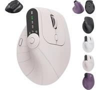 Genérico Ergonomic Triple-Connect Wireless Mouse, Ergonomic Vertical Mouse with 4 Adjustable dpi and USB-C Receiver, with Multi-Function Knob, for Computer/Pc/Laptop (Beige)