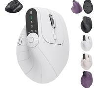 Genérico Ergonomic Triple-Connect Wireless Mouse, Ergonomic Vertical Mouse with 4 Adjustable dpi and USB-C Receiver, with Multi-Function Knob, for Computer/Pc/Laptop (White)