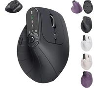 Genérico Ergonomic Triple-Connect Wireless Mouse, Ergonomic Vertical Mouse with 4 Adjustable dpi and USB-C Receiver, with Multi-Function Knob, for Computer/Pc/Laptop (Black)